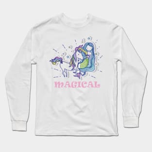 Uni Mermaid Magical Unicorn Long Sleeve T-Shirt